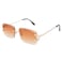 Hycredi Rimless Rectangle Sunglasses for MenWomen Frameless Square Trendy Shade Diamond Cutting Eyewear Brown Medium HY117C