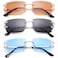 Hycredi Rimless Rectangle Sunglasses for MenWomen Frameless Square Trendy Shade Diamond Cutting Eyewear GreyBrownBlue Medium HY117J