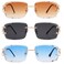 Hycredi Rimless Rectangle Sunglasses for MenWomen Frameless Square Trendy Shade Diamond Cutting Eyewear GreyBrownBlue Medium HY117J