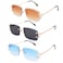 Hycredi Rimless Rectangle Sunglasses for MenWomen Frameless Square Trendy Shade Diamond Cutting Eyewear GreyBrownBlue Medium HY117J
