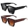 Hycredi Thick Rectangle Sunglasses Women Men Retro Square Chunky Shades 90s Glasses UV400 Protection BlackBrown