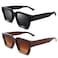Hycredi Thick Rectangle Sunglasses Women Men Retro Square Chunky Shades 90s Glasses UV400 Protection BlackBrown