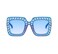 IKANOO Oversized Crystal Sunglasses for Women Square Thick Frame Bling Rhinestone Sparkling Glasses Blue