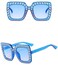 IKANOO Oversized Crystal Sunglasses for Women Square Thick Frame Bling Rhinestone Sparkling Glasses Blue