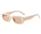 IKANOO Retro Rectangle Sunglasses for Women Men Small Square Frame Trendy Y2K 90s Black Sunglasses Beige Frame Tea Lens