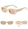 IKANOO Retro Rectangle Sunglasses for Women Men Small Square Frame Trendy Y2K 90s Black Sunglasses Beige Frame Tea Lens