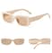 IKANOO Retro Rectangle Sunglasses for Women Men Small Square Frame Trendy Y2K 90s Black Sunglasses Beige Frame Tea Lens