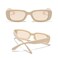 IKANOO Retro Rectangle Sunglasses for Women Men Small Square Frame Trendy Y2K 90s Black Sunglasses Beige Frame Tea Lens