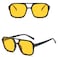 IKUVNA Retro 70s Square Aviator Sunglasses Women Men Vintage Rectangle Sunglasses Flat Frame Trendy Shades 3 Pack BlackYellowRed
