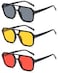 IKUVNA Retro 70s Square Aviator Sunglasses Women Men Vintage Rectangle Sunglasses Flat Frame Trendy Shades 3 Pack BlackYellowRed