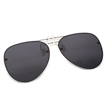 JM Retro Clip on Aviator Sunglasses Polarized Flip up Over Prescription Glasses Men Women Grey
