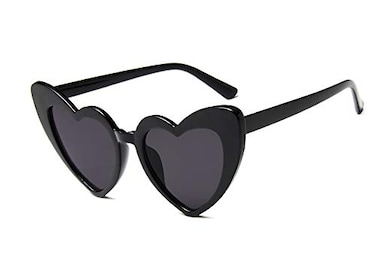 JUSLINK Heart Shaped Sunglasses for WomenVintage Cat Eye Mod Style Retro Kurt Cobain Glasses Black