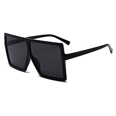 JUSLINK Oversized Square Sunglasses for Women Trendy Flat Top Fashion Shades Black 1 pack