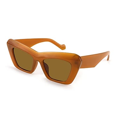 Karsaer Vision Retro Vintage Cateye Square Sunglasses Plastic Frame 90s sunglasses Stylish Classic 70s Eyewear Amber C6