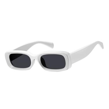 kimorn Retro Rectangle Sunglasses for Women Men Thick Frame Sun Glasses UV Protection Shades K1703 WhiteGrey
