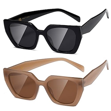 kimorn Sunglasses Womens and Men Trendy Retro Trendy Sun Glasses K1354 BlackCamel Frame Brown Lens