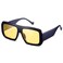 kimorn Sunglasses Womens Men Trendy Retro Sun Glasses Oversize Square Frame Shades K1571 Dark BlueYellow Lens