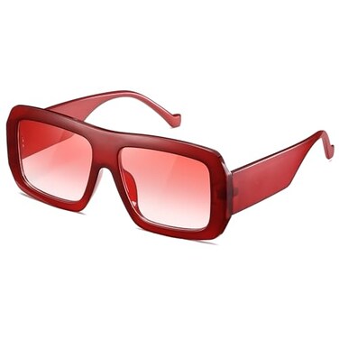 kimorn Sunglasses Womens Men Trendy Retro Sun Glasses Oversize Square Frame Shades K1571 RedGradient Red Lens