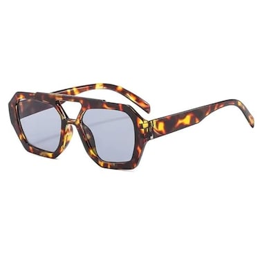 Laurinny Trendy Square Aviator Sunglasses For Women Retro Thick Double Bridge Hexagon Sun Glasses Tortoise shellLight Grey