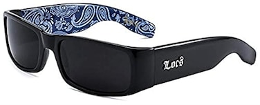 Locs LOCS Sunglasses Hardcore Black 0103 Black Bandana Blue 55w x 15h