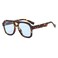 Long Keeper Retro Pilot Sunglasses Double Bridge Women Men Aviation Square Sun Glasses Thick Frame 70s Vintage Shades UV400 Leopard FrameBlue Lens