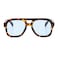 Long Keeper Retro Pilot Sunglasses Double Bridge Women Men Aviation Square Sun Glasses Thick Frame 70s Vintage Shades UV400 Leopard FrameBlue Lens