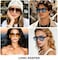 Long Keeper Retro Pilot Sunglasses Double Bridge Women Men Aviation Square Sun Glasses Thick Frame 70s Vintage Shades UV400 Leopard FrameBlue Lens