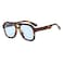 Long Keeper Retro Pilot Sunglasses Double Bridge Women Men Aviation Square Sun Glasses Thick Frame 70s Vintage Shades UV400 Leopard FrameBlue Lens