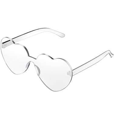 Maxdot Heart Shape Sunglasses Rimless Transparent Heart Glasses Party Favors Clear