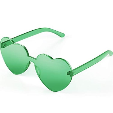 Maxdot Heart Shape Sunglasses Rimless Transparent Heart Glasses Party Favors Green