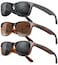 MEETSUN Classic Polarized Sunglasses for Women Men Trendy Retro Vintage Sun Glasses for Driving UV Protection 3 Pack Black Leopard Brown Grey