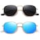 MEETSUN Polarized Hexagon Sunglasses for Women Men Polygon Square Sun Glasses UV400 Protection Metal Frame 2 PackGold GrayGold Blue