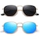 MEETSUN Polarized Hexagon Sunglasses for Women Men Polygon Square Sun Glasses UV400 Protection Metal Frame 2 PackGold GrayGold Blue