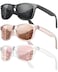 MEETSUN Polarized Sunglasses for Women Men Classic Retro Sun Glasses for Driving UV400 3 Pack Black Champagne Pink Mirrored