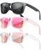 MEETSUN Polarized Sunglasses for Women Men Classic Retro Sun Glasses for Driving UV400 3 Pack Black Purple Pink Mirrored