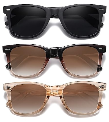 MEETSUN Retro Polarized Sunglasses for Women Men Classic Mirror Lens Driving Sun Glasses 100 UV Protection 3 Pack BlackBrown GradientBrown