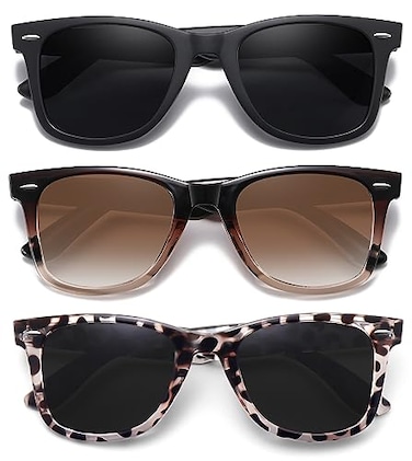 MEETSUN Retro Polarized Sunglasses for Women Men Classic Mirror Lens Driving Sun Glasses 100 UV Protection 3 Pack BlackBrown GradientLeopard