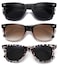 MEETSUN Retro Polarized Sunglasses for Women Men Classic Mirror Lens Driving Sun Glasses 100 UV Protection 3 Pack BlackBrown GradientLeopard