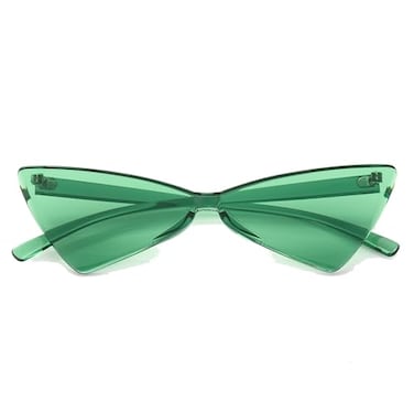 OLINOWL OLIN Triangle Thick Rimless Sunglasses One Piece Colored Transparent glasses For Women and Men Green