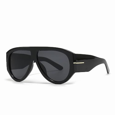 OSAGAMA Trendy Retro Oversized Aviator Sunglasses for Women Men 70s Luxury Designer Thick Classic Sun Glasses BlackGrey