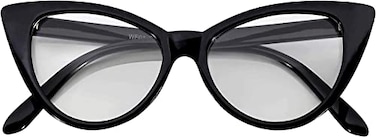 OWL Cateye Glasses for Women Vintage Retro 1950s Shades Black Frame Clear Lens
