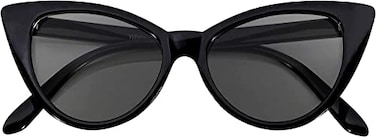 OWL Cateye Sunglasses for Women Vintage Trendy 1950s All Black Frame Smoke Lens