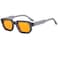 piscm Retro Chunky Rectangle Sunglasses for Men Women Trendy Small Square Thick Sun Glasses Hexagon ShadeTransparent GreyOrange