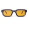 piscm Retro Chunky Rectangle Sunglasses for Men Women Trendy Small Square Thick Sun Glasses Hexagon ShadeTransparent GreyOrange