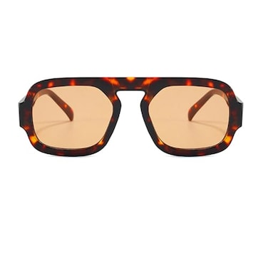 piscm Trendy Tortoise Aviator Sunglasses for Women 70s Retro Square Flat Top Thick Sun Glasses ShadesTortoiseshellChampage
