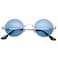 PORADAY Classic Circle Glasses Retro Round Polarized Sunglasses Hippie Style Small Rounded Sun Shades SilverClear Blue
