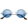 PORADAY Classic Circle Glasses Retro Round Polarized Sunglasses Hippie Style Small Rounded Sun Shades SilverClear Blue