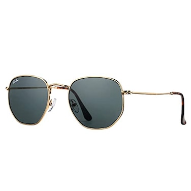 Pro Acme Small Square Sunglasses for Women Men 100 Real Glass Lens Hexagonal Frame C1 Gold Grey 51