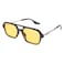 Pro Acme Vintage 70s Flat Pilot Sunglasses for Women Men Small Frame Rectangular Glasses UV400 Protection Shades Black Frame Yellow Lens