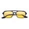 Pro Acme Vintage 70s Flat Pilot Sunglasses for Women Men Small Frame Rectangular Glasses UV400 Protection Shades Black Frame Yellow Lens